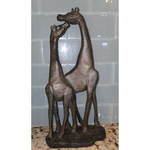 Giraffe Statue Figurine Couple 14" Love Safari Giraffes Solid Resin Stone